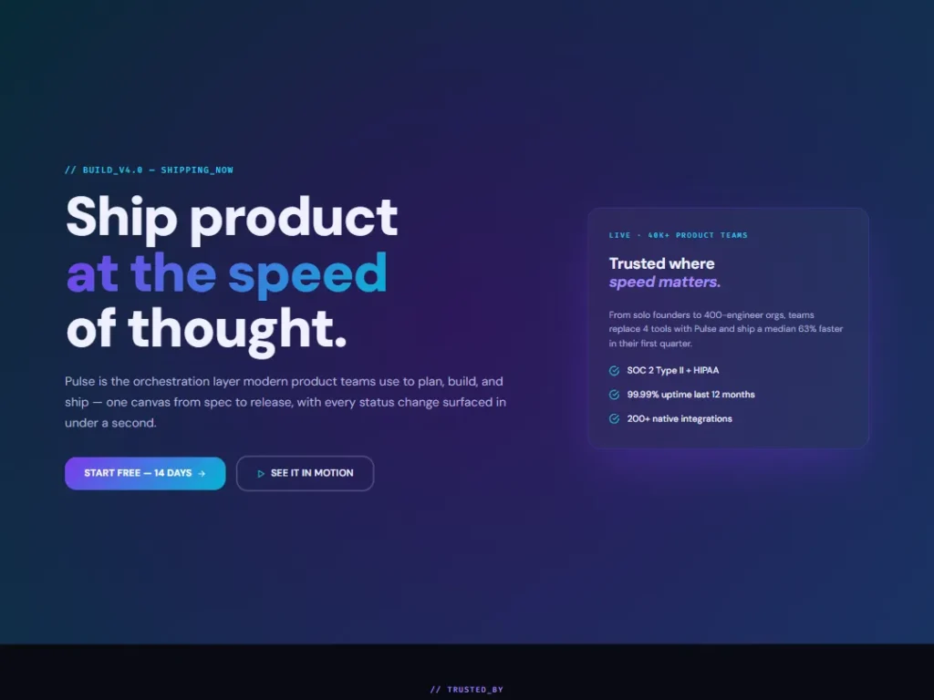Landing — Pulse Bento — Landing template
