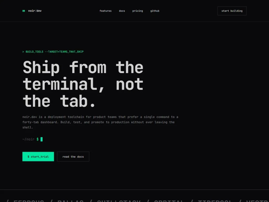 Landing — Terminal Noir — Landing template