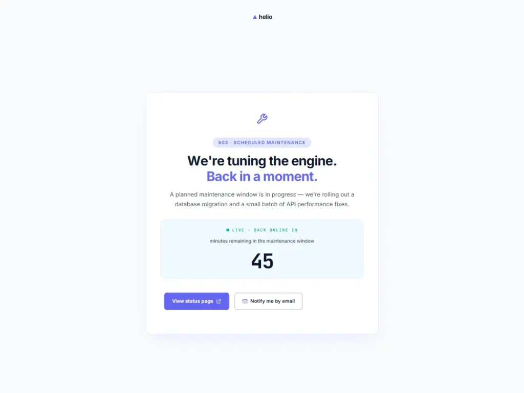 Lavender Pause — SaaS Maintenance — Maintenance template