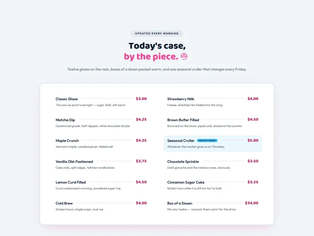 Glazed — Chrome Case — Menu List template