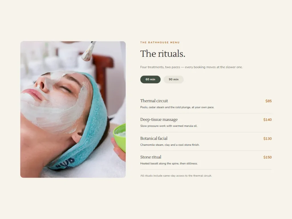 Stillwater — Duration Menu — Menu List template