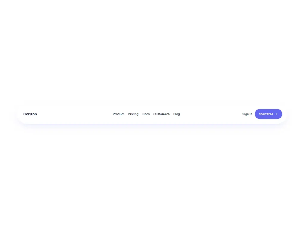Horizon Frosted — Indigo Glass Nav — Navigation template