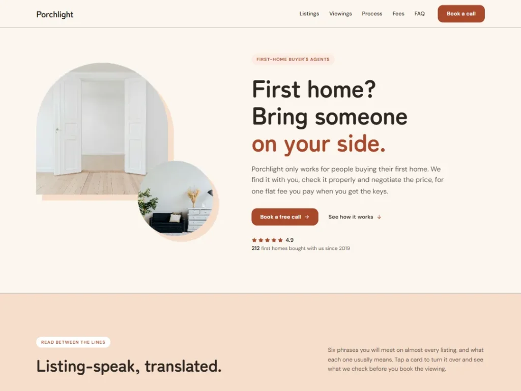 Porchlight — First-Home Buyer’s Agent One-Page — One Page template