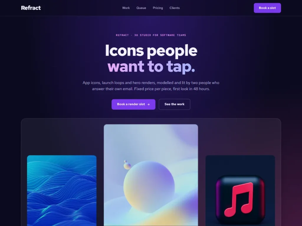 Refract — 3D Render Studio One-Page — One Page template
