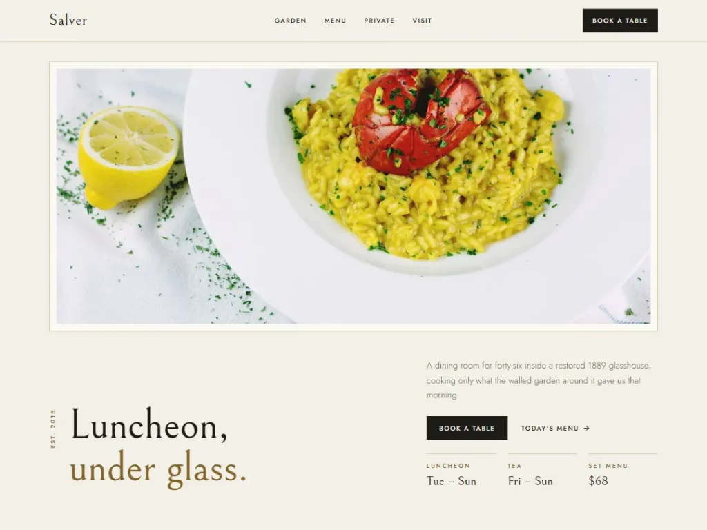 Salver — Luncheon Under Glass One-Page — One Page template