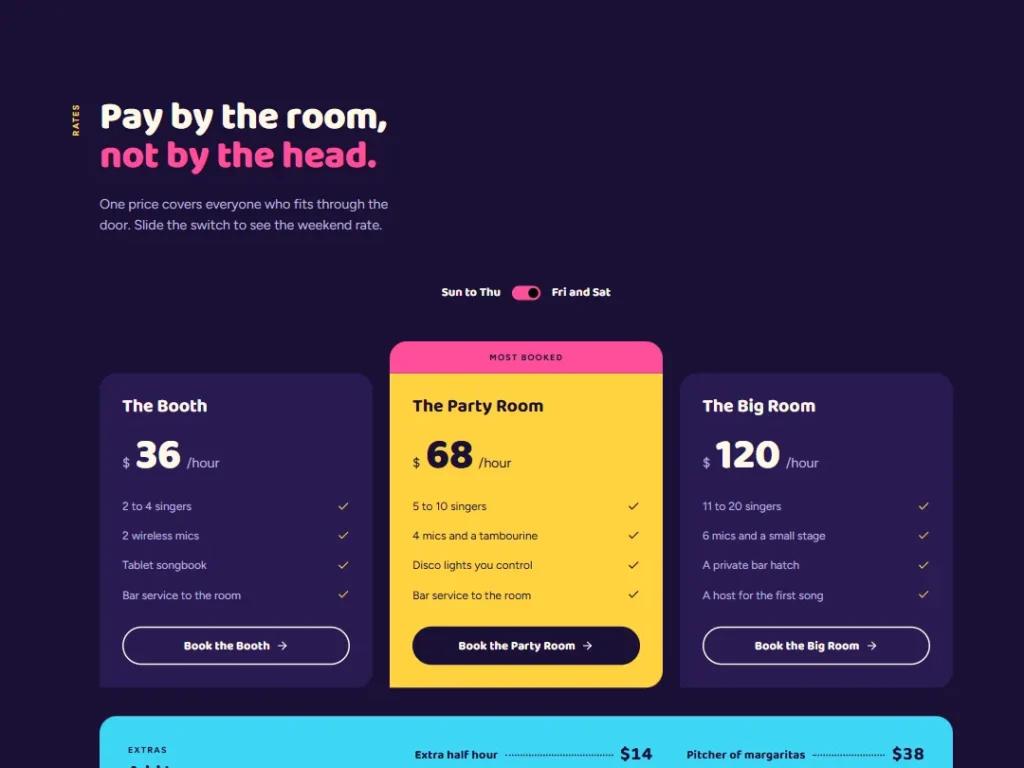 Belter — Room Rates Karaoke Pricing — Pricing template