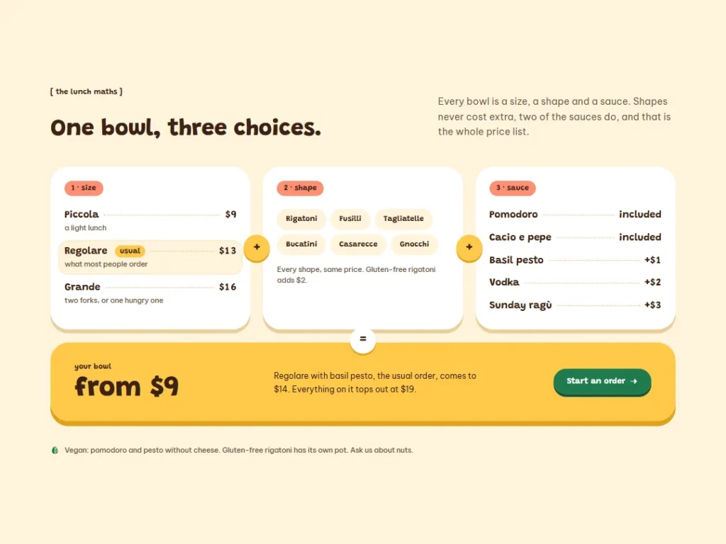 Semola — Bowl Equation Pricing — Pricing template