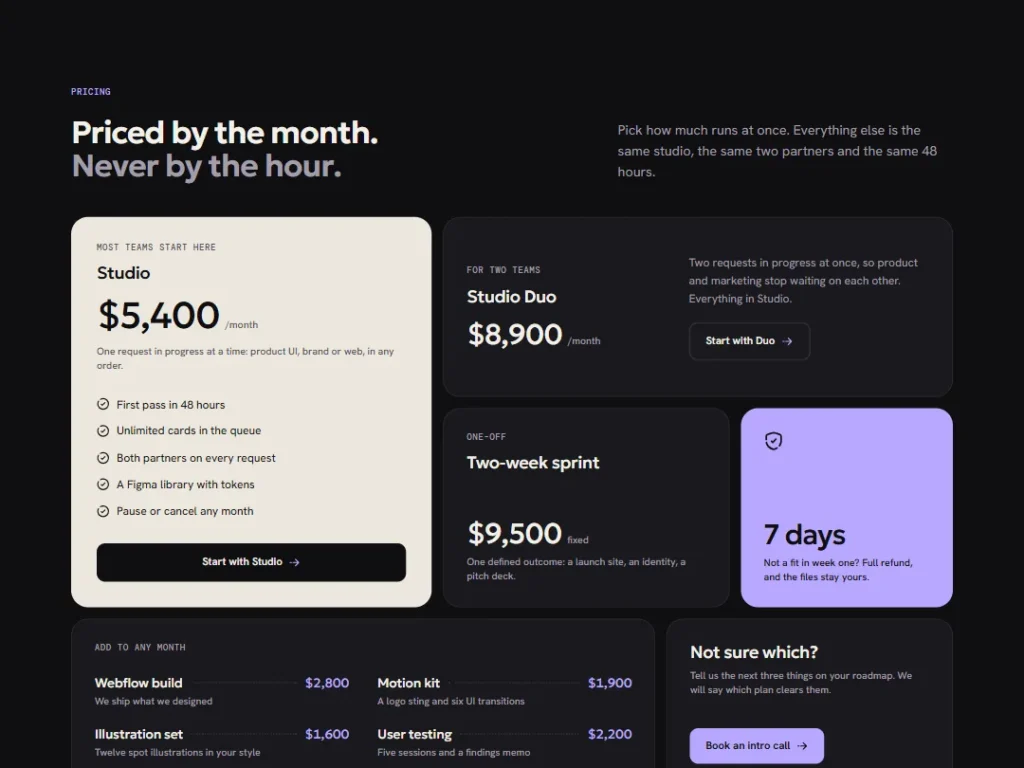 Tessera — Plan Board Studio Pricing — Pricing template