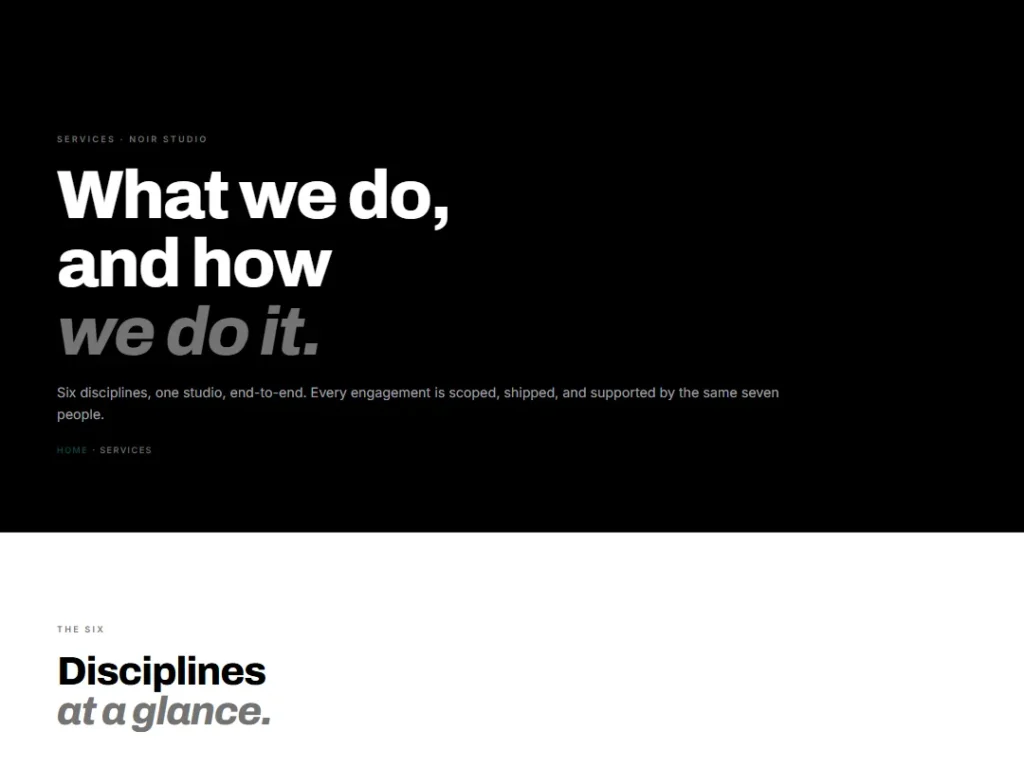 Services — Noir Studio — Services template