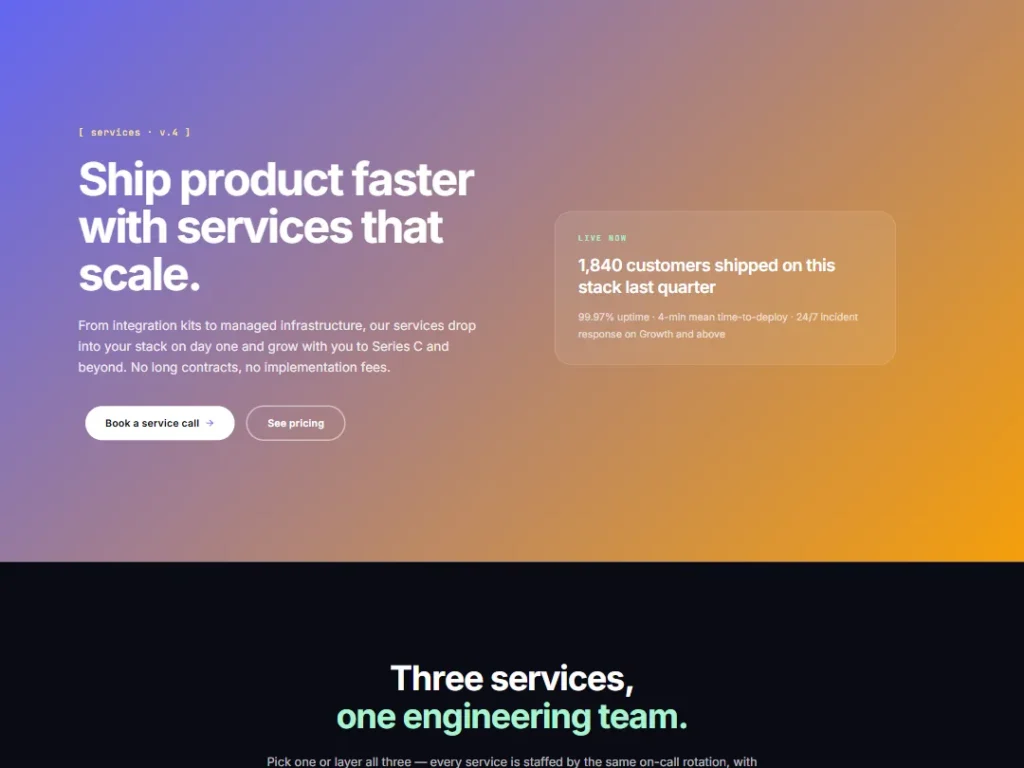 Services — Aurora Bento (Tech SaaS) — Services template