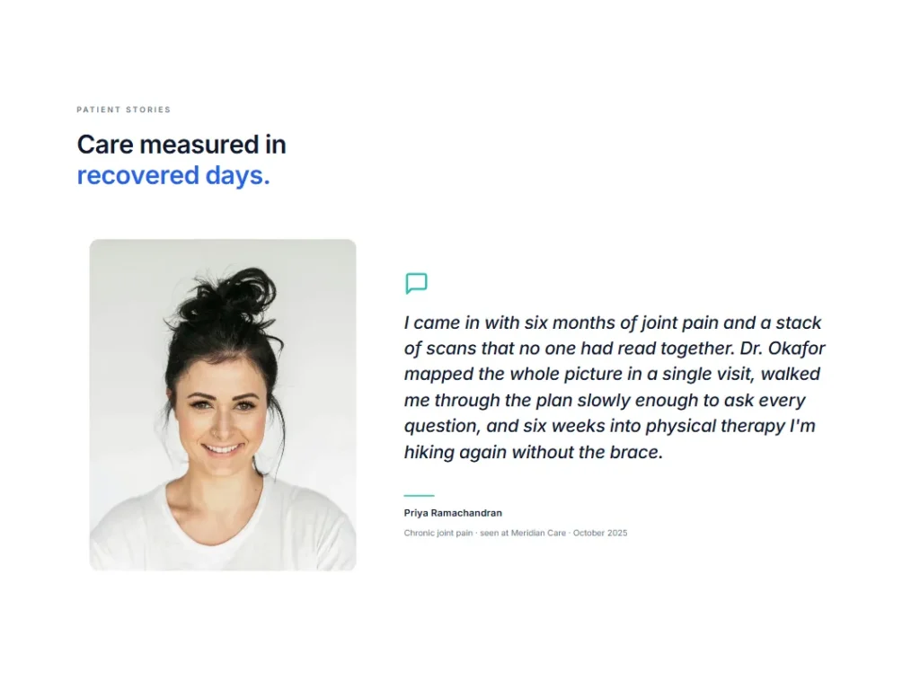 Clinic Airy — Teal Patient Testimonial — Testimonials template