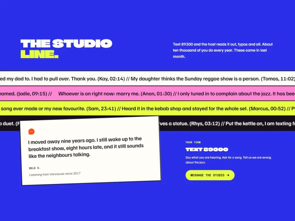 Crosstalk — Studio Line Listener Tapes — Testimonials template