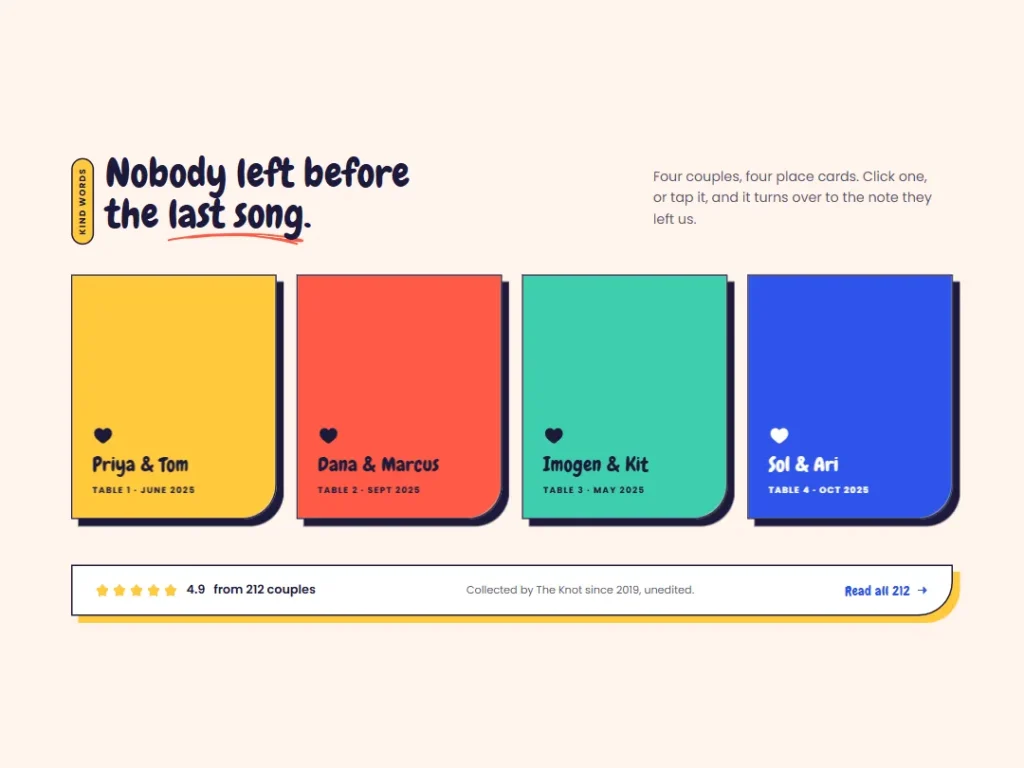 Hoopla — Place Card Testimonials — Testimonials template