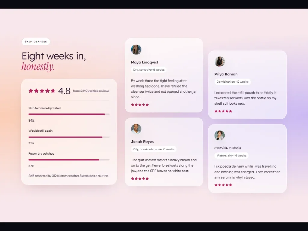 Opaline — Skin Diaries Skincare Testimonials — Testimonials template
