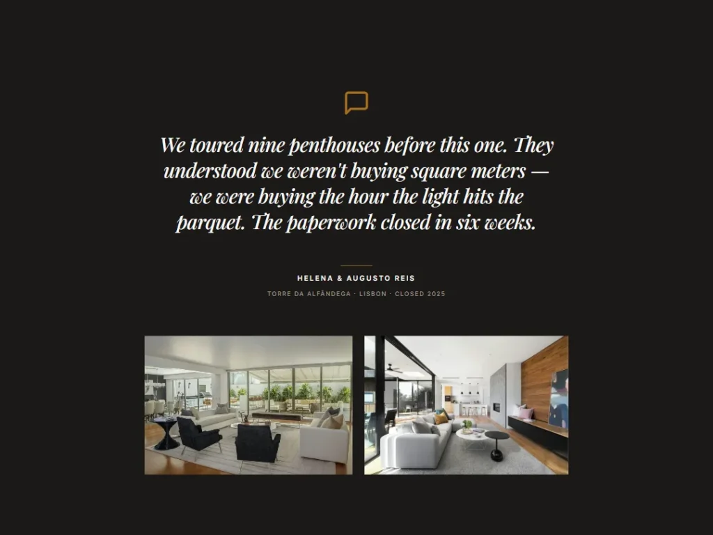 Residences Pull-Quote — Obsidian — Testimonials template