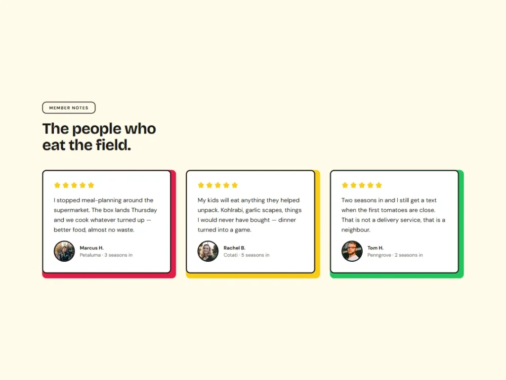 Ripe & Row Member Plates — CSA Testimonials — Testimonials template