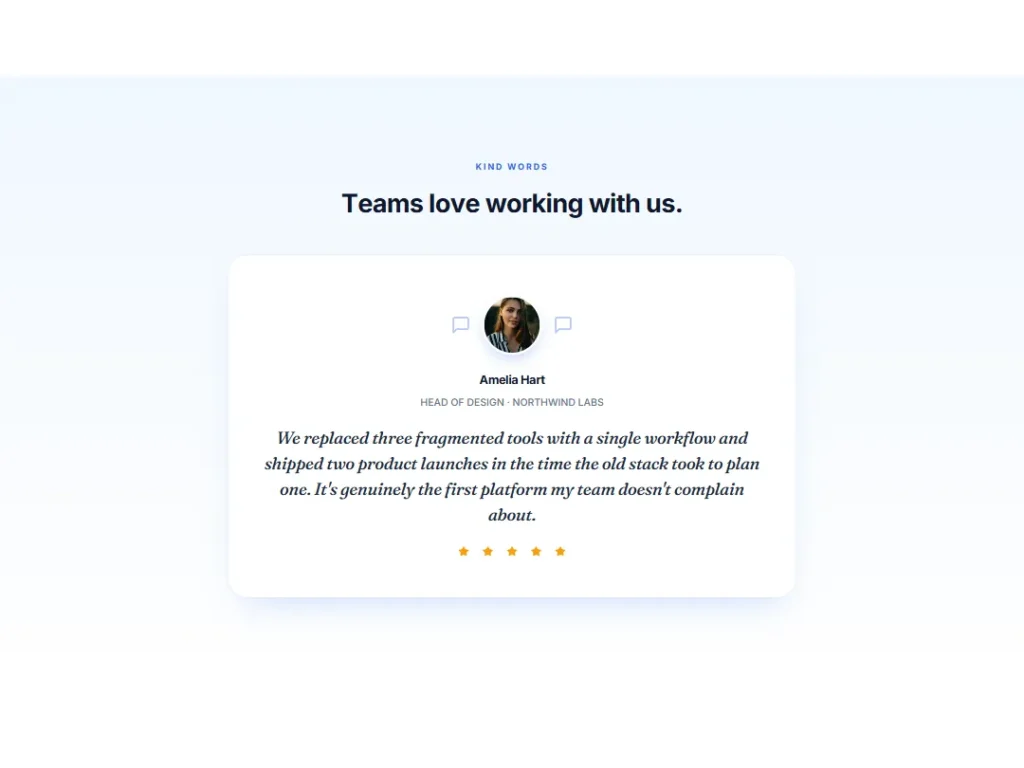 Studio Cloud Testimonial — Testimonials template