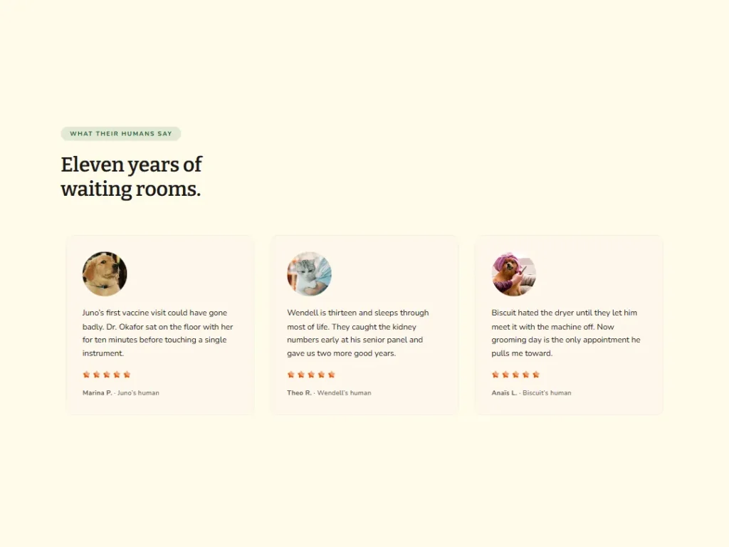 Wagtail Pet Avatar Cream — Veterinary Testimonials — Testimonials template