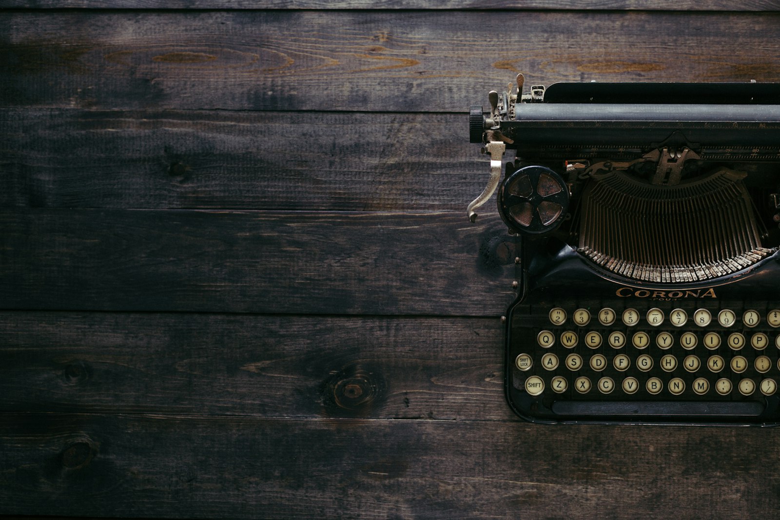 Vintage typewriter in moody light